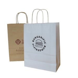 Printed Twist Handle Paper Carrier Bags Size 240 X 110 X 310mm