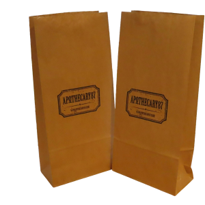 Printed Brown kraft Block Bottom Bags Size 215x100x375mm