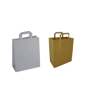 External Paper Tape Handle Carrier Bags Plain Size 175x90x225mm
